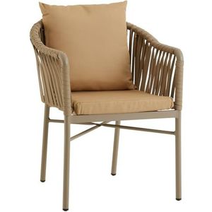 IDIMEX Tuinstoel ISOLA set van 6, champagne/beige, outdoor stoel met gepoedercoat aluminium frame, Rope bespanning. Waterafstotende, duurzame bekleding.