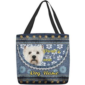 177 Schoudertassen Gepersonaliseerde West Highland White Terrier Boodschappentas Gepersonaliseerde Tote Bag Milieuvriendelijk koord Tote Bag Voor Vrouwen, Yoga, School, 15X50X40cm, Draagtas2257,