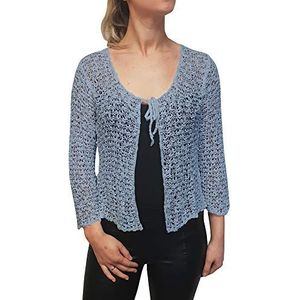 Visnet in popcornstijl voor dames, gehaakte effen elastisch vest met strik, bolero, open vest in de taille, One size