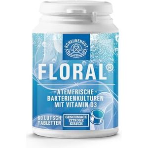 FLORAL® Anti-mondgeur zuigtabletten - belangrijk: frisse adem - langdurige werking - laboratorium getest met vitamine D3 en Lactobacillus salivarius - eenvoudige mondhygiëne - DE SCHEUNENGUT®