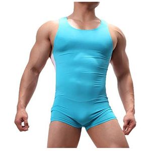 Heren Bodysuit,Workout Worstelen Singlet Vest Heren Onderhemden Turnpakje Ijs Zijde Naadloze Bodysuits Sous Vetement Sport Fitness Singlet Jumpsuit Slip Homme Ondergoed Nachtkleding