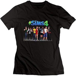 hkvbukhnkgf The Sims 4 Character Hot Topic 100% Cotton Blackt Shirt for Women overhemden(Small)