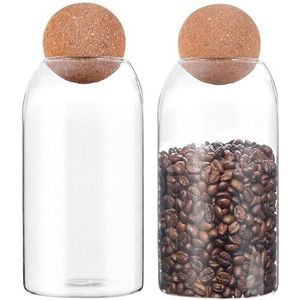 Glazen Voorraadpot Met Kurkdeksel Set Van 2 - 500 Ml & 800 Ml Luchtdicht