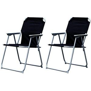Set van 2 campingstoelen, vouwstoel, stof, Oxfort, klapstoel, vissersstoel, regisseur, metaal, B 53 x D 46 x H 74 cm, kleuren: zwart