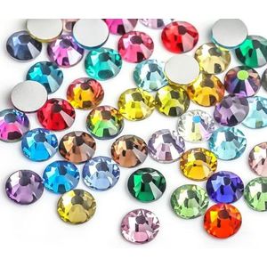 Briljante kleuren Niet-hotfix steentjes Kristalglas Strass Plaksteen Lijm op Nail Art Strass-Mix Kleuren-SS4-1440PCS