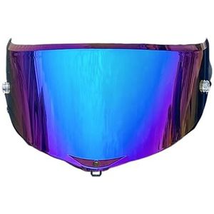 Motorhelm vizier lens, Helmvizier, PI-STA-schildvervanging for AGV PI-STA GPR Corsa-R PI-STA GPRR-gezichtsscherm Race3-vizier Uv-bescherming (anticondensfolie)(Revo Rainbow-day Use Only)