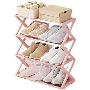 shoe rack X-vormige woonkamergang Stevig verdikt schoenenrek shoe shelf(Color:Pink Color)