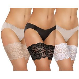sesto senso 3 paar dijbeenbanden kant sexy elastische anti-wrijving siliconen strips, Set van 3 - Mix BBW - punt, S