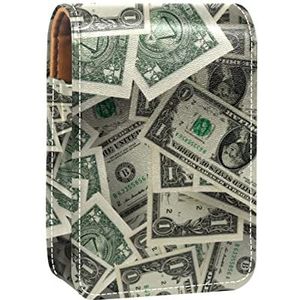 Gepersonaliseerde Lipstick Case Draagbare Make-up Tas Cosmetische Pouch Lippenstift Houder Make-up Organizer Dollar goud, Meerkleurig, 9.5x2x7 cm/3.7x0.8x2.7 in