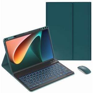 Toetsenbordhoes voor iPad Air 6th 11 inch M2 (2024), 7 Kleuren Achtergrondverlichting, Ingebouwde Potloodhouder, Magnetisch Afneembaar Draadloos Toetsenbord met Bluetooth Muis,Groen