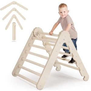 MAMOI® Moderne Klimdriehoek driehoek voor kinderen | Indoor klimrek binnen minimalistisch design | Duurzame klimrek van hout voor peuters gemaakt | Glijbaan binnen | 100% ECO | Made in EU