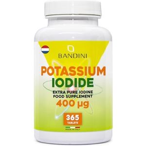 Bandini® Kaliumjodide in 365 Veganistische Tabletten van 400mcg | Hoge dosis jodiumsupplement | 1+ jaar levering | Zuiver jodium in gemakkelijk inslikbare microtabletten | GMO-vrij
