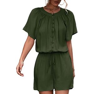 Jumpsuit Short Lace Up Romper Korte Broek Machinewasbare Vakantiebroek uit één Stuk (S)