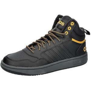 adidas Heren Hoops 3.0 Mid Lifestyle Basketbal Klassieke Bont Voering Winterized Schoenen Non-Football, Core Black Core Zwart Preloved Geel, 36 2/3 EU