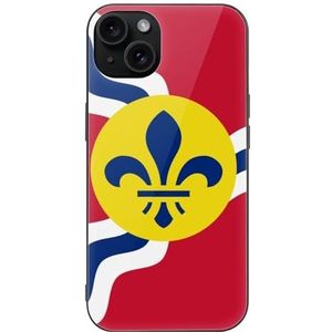 Vlag van St. Louis Glas Hard Shell Ultradun Schokbestendig Compatibel met iPhone 15 Serie Beschermhoes iPhone 15 Plus
