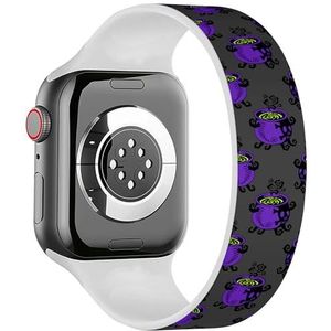 Solo Loop band compatibel met alle series Apple Watch 42/44/45/49mm (Witch Purple Cauldron Boiling Potion) rekbare siliconen band band accessoire, Siliconen, Geen edelsteen