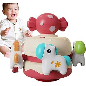 Baby Muziekdoos,Wind Up Carousel Musical Box voor peuters | Cartoon Cradle interactief speelgoed met paarden voor kinderkamer, draagbaar babyspeelgoed voor op reis, auto Delr