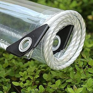 0,35 mm zwaar belastbaar waterdicht PVC transparant zeildoek, doorzichtige dekzeil, waterdicht dekzeil, doorzichtig dekzeil met doorvoertules, UV-bestendig scheurvast zeildoek voor buitenmeubels, 500