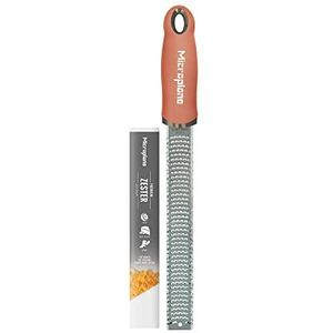 Microplane Zester rasp in Cinnamon Orange voor citrusvruchten, harde kaas, gember, chocolade, nootmuskaat en truffel met fijn roestvrijstalen blad - Made in USA