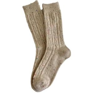 YIJIANUO Vrouwen Sokken Winter Nieuwe Nieuwigheid Mode Japanse Stijl Casual Crew Sokken Warm Gestreepte Herfst Eenvoudige Wollen Sokken Voor Meisjes Trendy, Kaki, One size