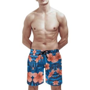 SANYJRV Sneldrogende ademende zwembroek voor mannen, casual sportshorts, elastische korte broek met trekkoord en zak, Kleur 4, 3XL