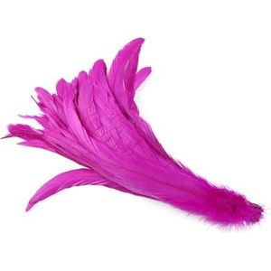 50 STKS Witte Haan Staartveren 25-40 CM Natuurlijke Zwarte Cock Pluim voor Ambachten Handwerk Accessoires Vakantie Decoratie Carnaval-Rose rood-35-40 cm 14-16 inch