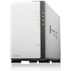 Synology NAS Drive DS220J 4TB - 2 Bay Desktop NAS Enclosure, Installed with 2 x 2TB Seagate IronWolf Drives, IronWolf Health Management & Rescue Data Recovery Services included