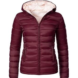 MARIKOO Lucy Tussenjas voor dames, lichte gewatteerde jas, kort, met capuchon, XS-3XL, wijnrood, L