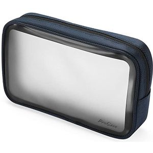 ProCase Toilettas Dames Travel Make-uptas, Matte Transparant Toilettas voor Heren Meisje, TSA-goedgekeurde Toilettas Plastic Tas voor Luchthavenbeveiliging -Navy