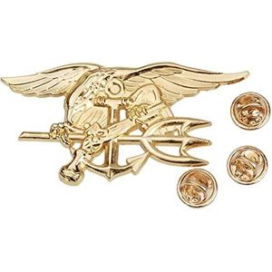 US NAVY SEAL EAGLE ANKER TRIDENT METALEN BADGE INSIGNIA PIN GOUD