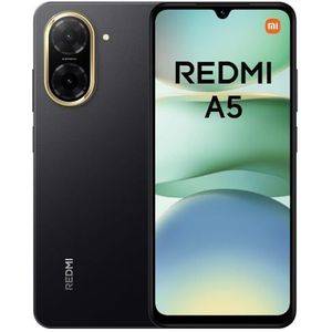 Xiaomi Redmi A5 Smartphone - 3 GB+64 GB, 6,53 inch HD+-scherm, 5000 mAh-batterij, Android 13 Go Edition, Dual SIM - zwart
