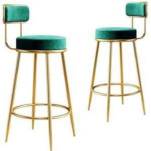 Luxe barkrukken set van 2, fluwelen stoel barstoelen ontbijtkeuken eilanden metalen poten barkrukken hoge krukken voor keukeneiland (kleur: groen)