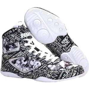 Unisex Boksen Worstelen Schoenen Hoge Top Combat Speed Boksen Laarzen Rubberen Zolen Sneakers Combat Antislip Ademend, Zwart, 39 EU