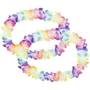 Alsino Hawaïaanse bloemenkettingen, Hulakkettingen, Hawaï, feestdecoratie, slingers, set, gemengd, Hawaï, strand, feestdecoratie (oranje, geel, blauw, groen, paars, roze, violet, wit), (2 stuks)