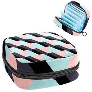 Periode Pouch, Draagbare Tampon Opbergtas voor Maandverband, Laddertrap, Meerkleurig, 4.7x6.6x6.6 in/12x17x17 cm