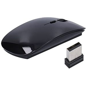 Draadloze Muis, Draagbare Slimme Ultradunne 800/1200/1600 DPI, 4 Toetsen, 2.4G Draadloze Muis, met USB-ontvanger, voor Kantoor voor Pc Laptop Computer Tablet (Zwart)