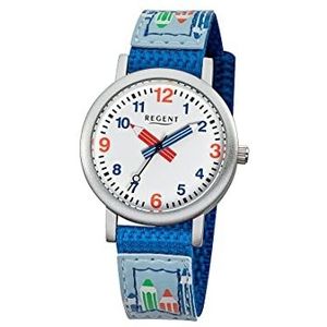 REGENT 12400221 - horloge, stoffen band, blauw, Blauw, Strepen
