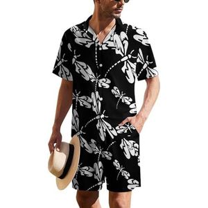 Tribal Dragonfly Hawaïaans pak voor heren, set van 2 stuks, strandoutfit, shirt en korte broek, bijpassende set