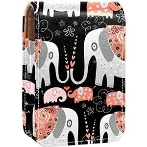 Boho olifant bloemenprint lipgloss houder lippenstift case draagbare make-up tas reizen lippenstift organizer case met spiegel mini lippenstift opbergdoos voor vrouwen