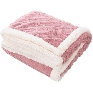 Lamswollen Deken - 130X160cm - Dubbele Dikke Beddeken - Zwaargewicht - Decoratieve Beddeken