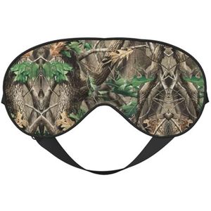Hardhout groen camouflageprint omkeerbaar ontwerp slaapmasker, ideaal voor kamperen, meditatie en shifts, goede pasvorm, geen lichtlekkage