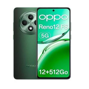 OPPO Reno12 FS 5G 12+512GB, AI Android ontgrendelde smartphone, 6,67"" 120Hz AMOLED-scherm, Dimensity 6300 mobiele telefoon, 50MP camera, 5000mAh 45W snelladen, IP64 waterbestendigheid, NFC, groen