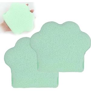 2 stuks Cat Claw Sponzen, Leuke Cat Claw Shaped Exfoliatie Reinigingssponzen Herbruikbare Make-up Verwijderingsspons, Volwassen Lichaamsscrub Badspons Exfoliërende Handschoenen /8691/141(Green)