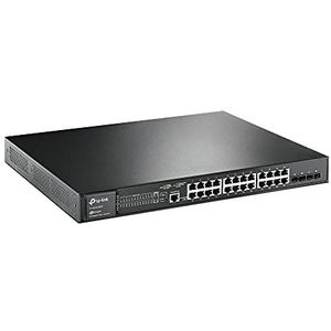 TP-Link JetStream 28-Port Gigabit L2+Managed Switch with 24-Port PoE+, Supports 24 Gigabit PoE+ ports and 4 Gigabit SFP Slots, 384W Budget, Rackmount (TL-SG3428MP)