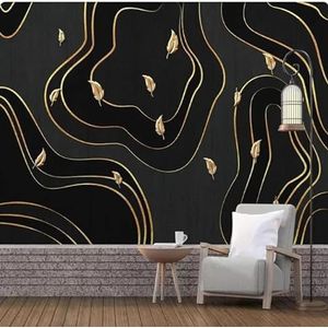 3D Lijn Goud Geometrisch Bladgoud 3D Behang Huis Kantoor Home Eetkamer Bank Slaapkamer Woonkamer TV Achtergrond Muur-400cm×280cm