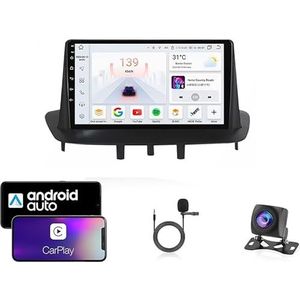 9 Inch Autoradio Compatibel voor Renault Megane 3 2008-2014 met GPS Navigatie CarPlay Android Auto Acht-Core 4G Bluetooth WiFi MirrorLink Stuurwiel Afstandsbediening(T5 8 Core 4G+Wifi 6G+128G)