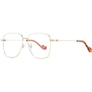 Gm Anti-blauwlichtbrilmonturen for mannen en vrouwen Gm Veganistische bril Metalen platte bril (Size : Gold framed transparencies)