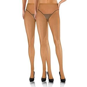 sesto senso 2 paar netpanty's fijnmazig sexy dames fijnmazig netkousen, 2 paar - beige - huidskleur, XS-S