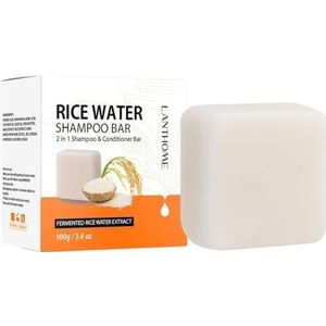 Britains Beauty Rice Water Shampoo Bar, Gefermenteerde Rijstextract 2-in-1 Shampoo & Conditioner, Natuurlijke Haargroei & Glans, Draagbaar, Niet-Irriterend - 100g