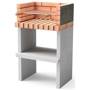 Movelar - geprefabriceerde grill voor hout en kolen, model Nizza / Zon Short Plus, grijs, oranje, 62 x 46 x 107 cm, Ref: M00045 - gebruik buitenshuis